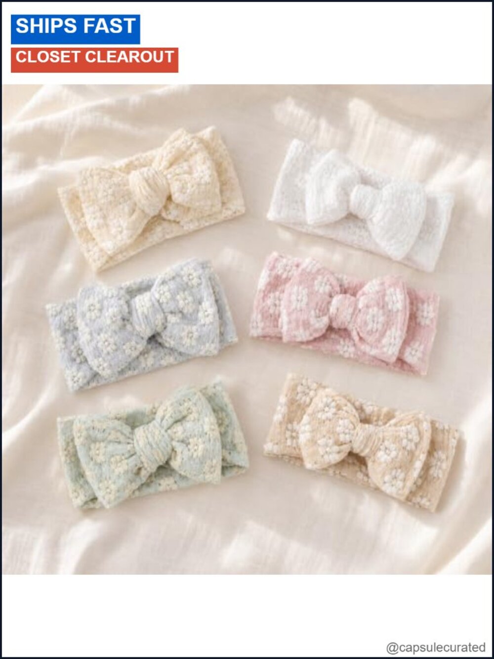 6 Pack Baby Girl Headbands Daisy Jacquard Layered Bow Hair Bands